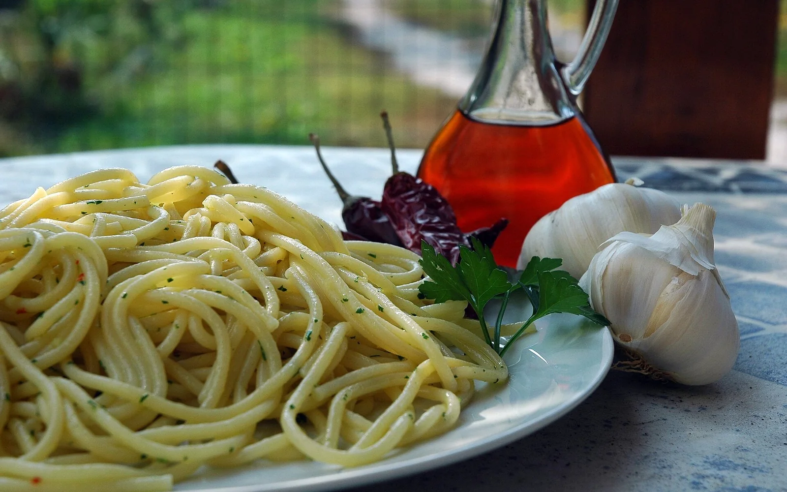 Spaghetti with Cetara anchovy colatura, garlic and chilli